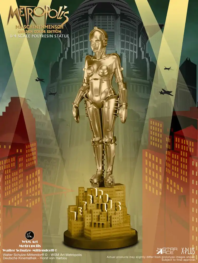 Metropolis Statue 1/4 Maschinenmensch Metallic Gold 40 cm socha fotografii produktu