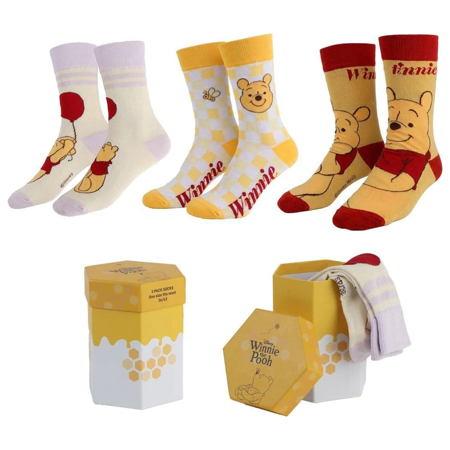 Winnie the Pooh Ponožky balení 3 ks 36-43 fotografii produktu