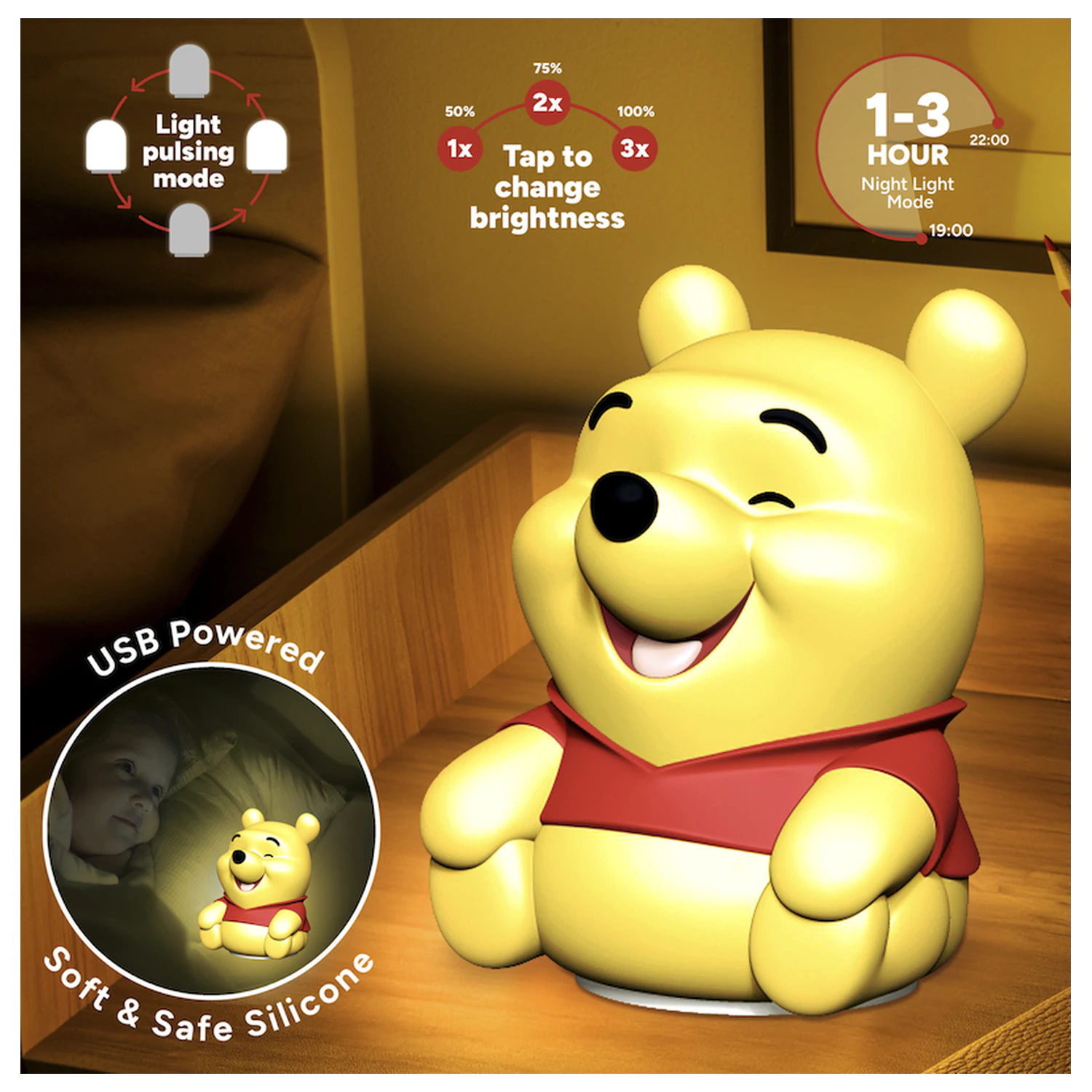 Winnie the Pooh 'SquishyGlo' dekorativní světlo dobíjecí fotografii produktu