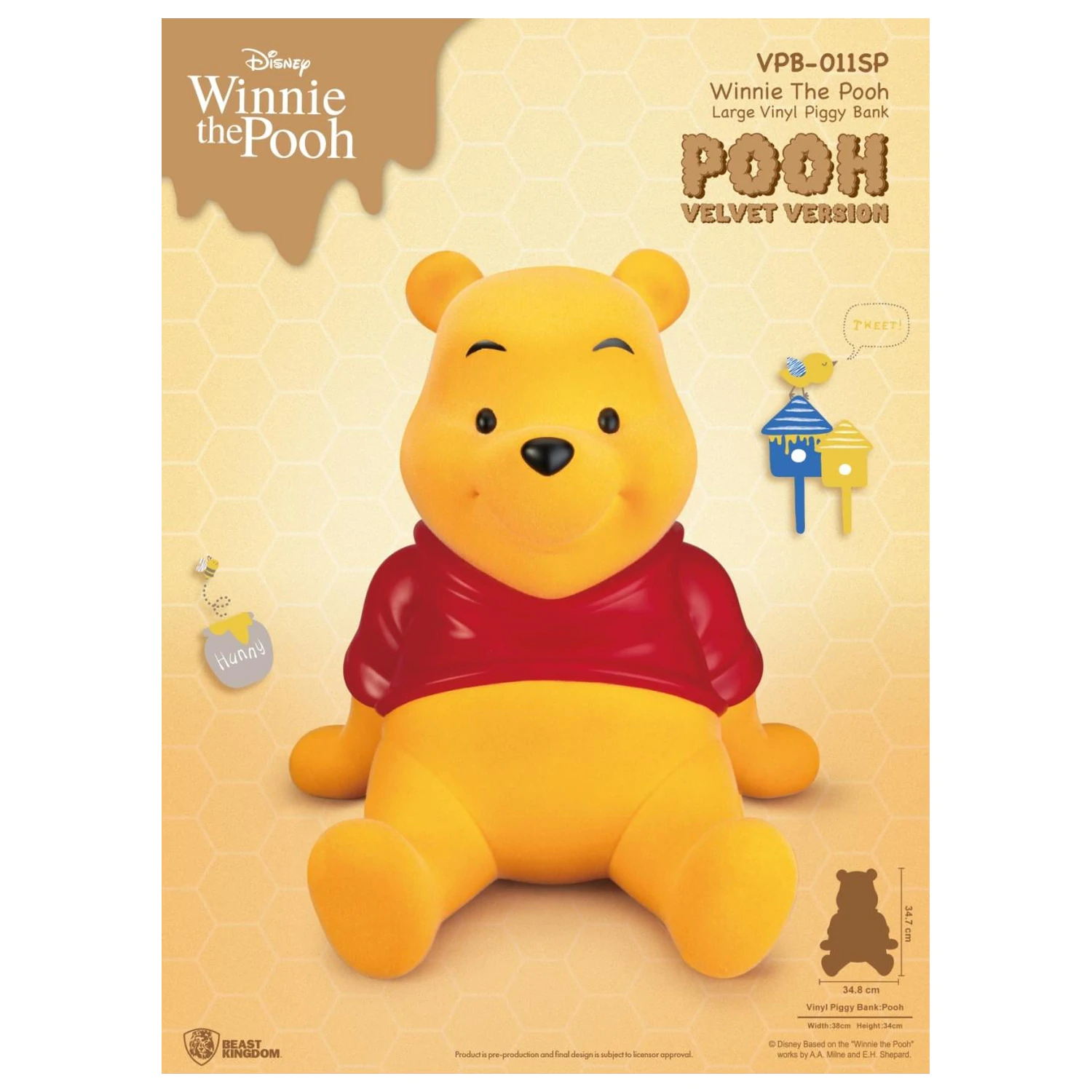 Winnie the Pooh Winnie "Velvet Version" Piggy Bank 34 cm fotografii produktu