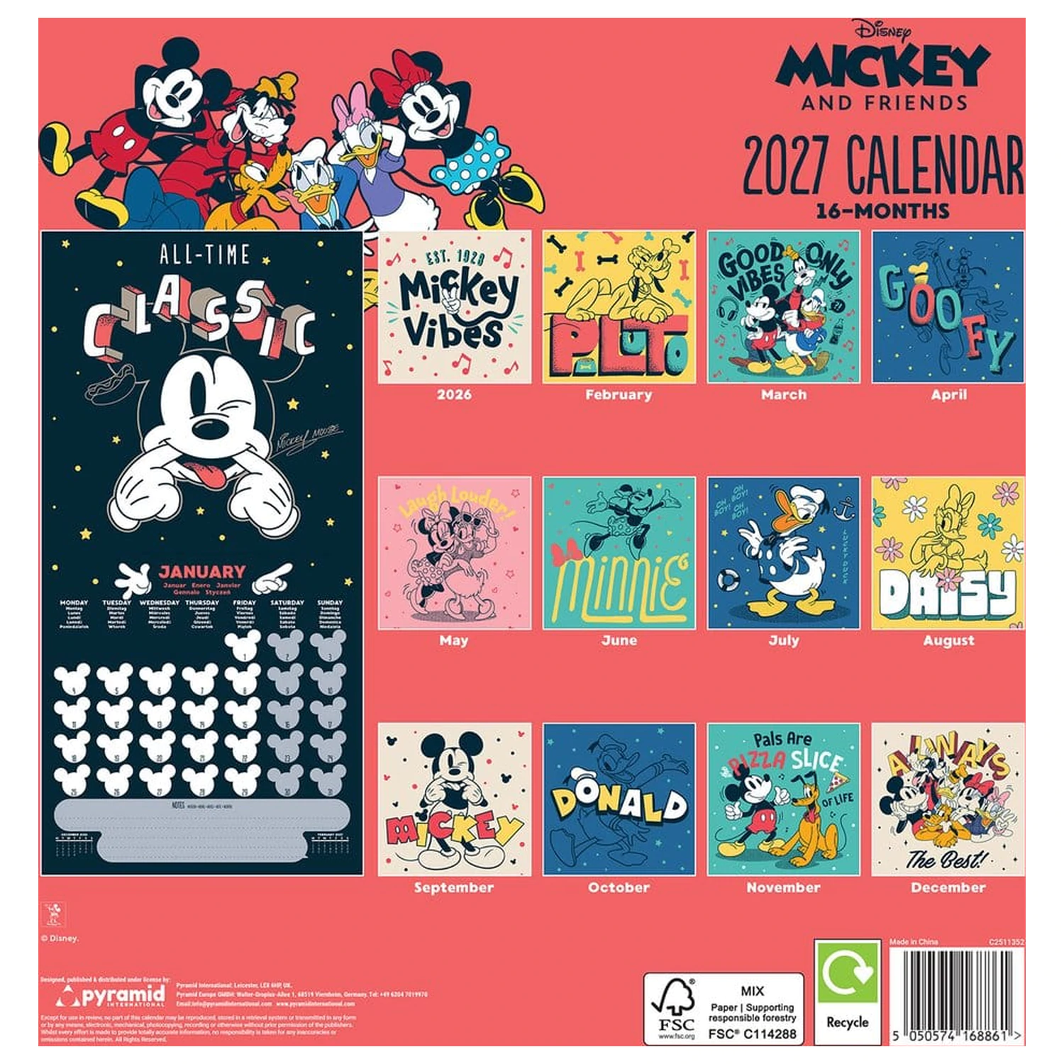 Mickey & Friends Kalendář 2027 30 x 30 cm fotografii produktu