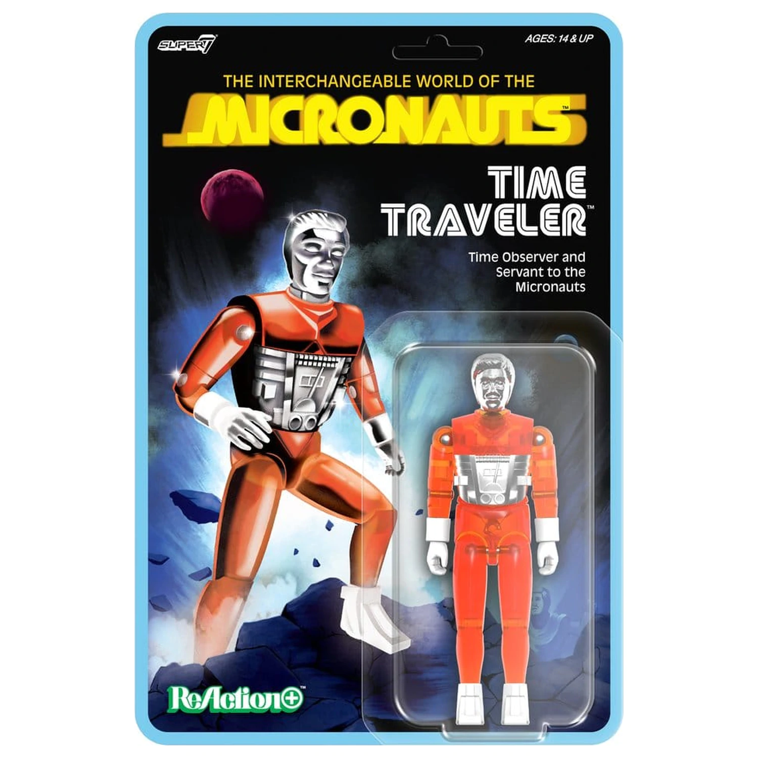Micronauts ReAction+ Akční figurka Wave 04 Time Traveler (Průsvitná oranžová) fotografii produktu