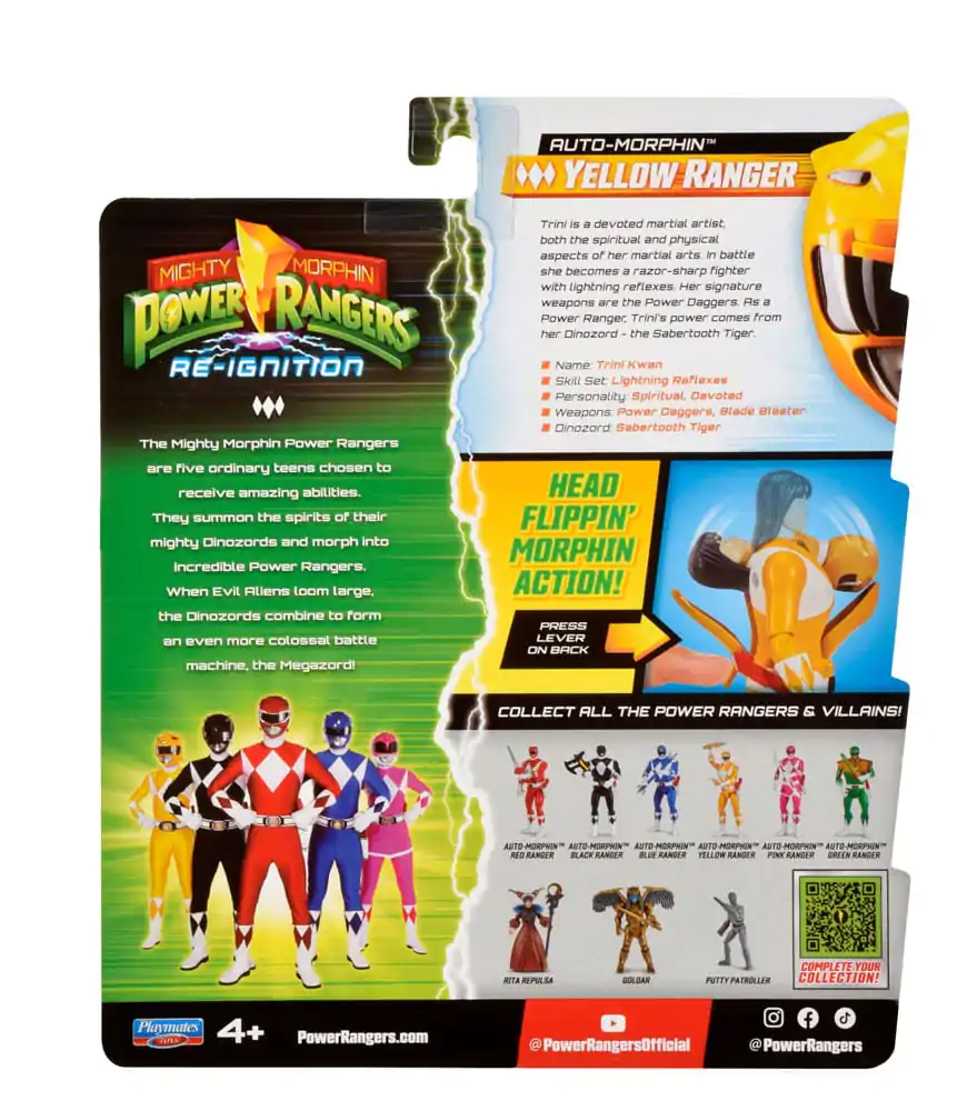 Mighty Morphin Power Rangers Action Figure Auto-Morphin Yellow Ranger 12 cm Akční Figurka fotografii produktu