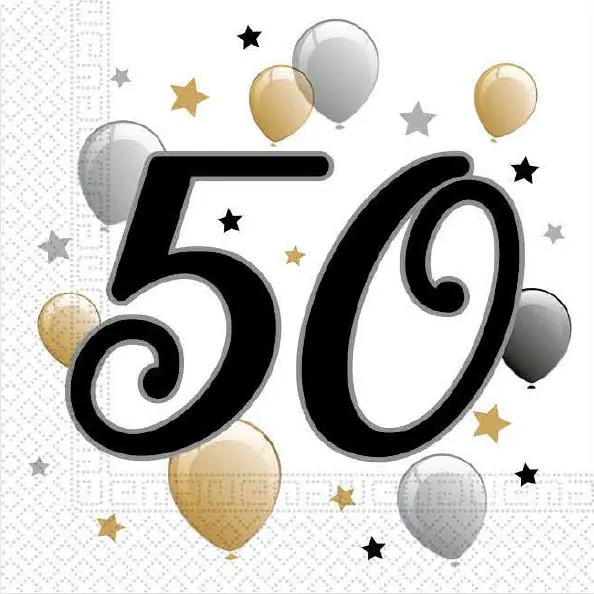 Milestone, Happy Birthday 50 ubrousků 20 kusů 33x33 cm fotografii produktu