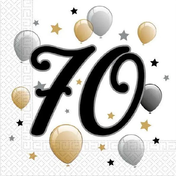 Milestone Happy Birthday 70 ubrousků 20 ks 33x33 cm fotografii produktu