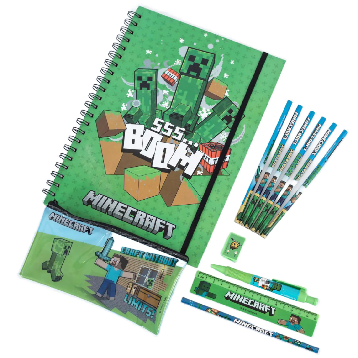 Minecraft 12dílná Sada psacích potřeb A4 Bumper fotografii produktu