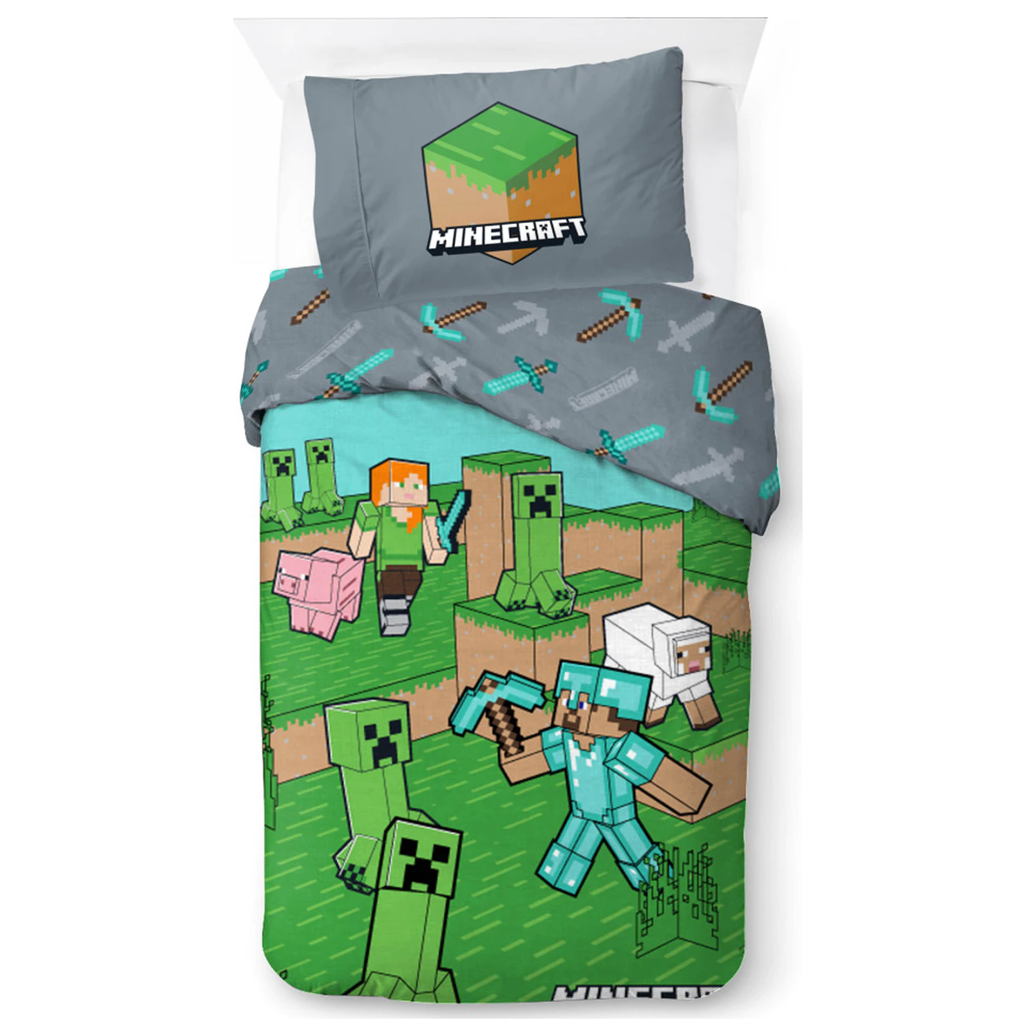 Minecraft Animals and Mobs Povlak na přikrývku fotografii produktu