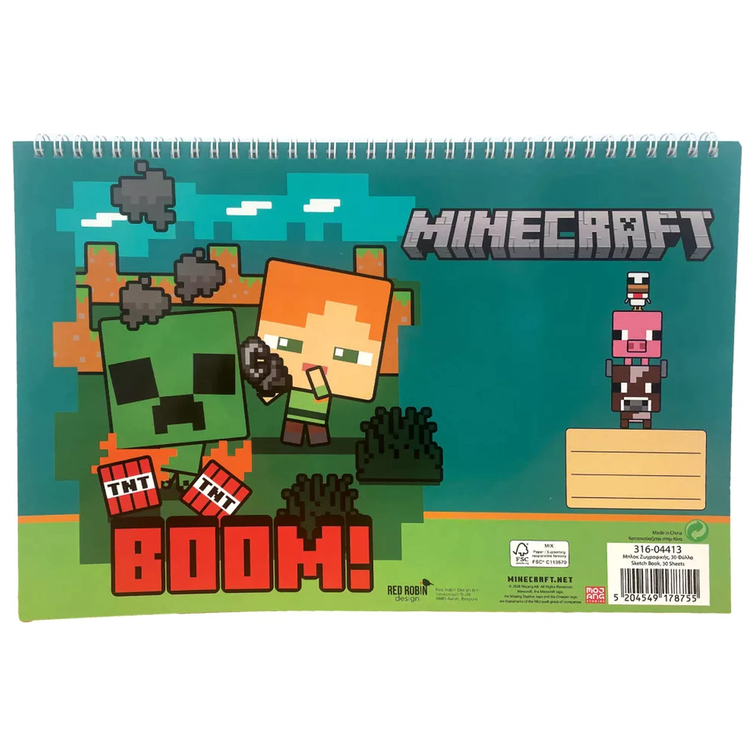 Minecraft Boom A/4 spirálový skicák, 30 listů fotografii produktu