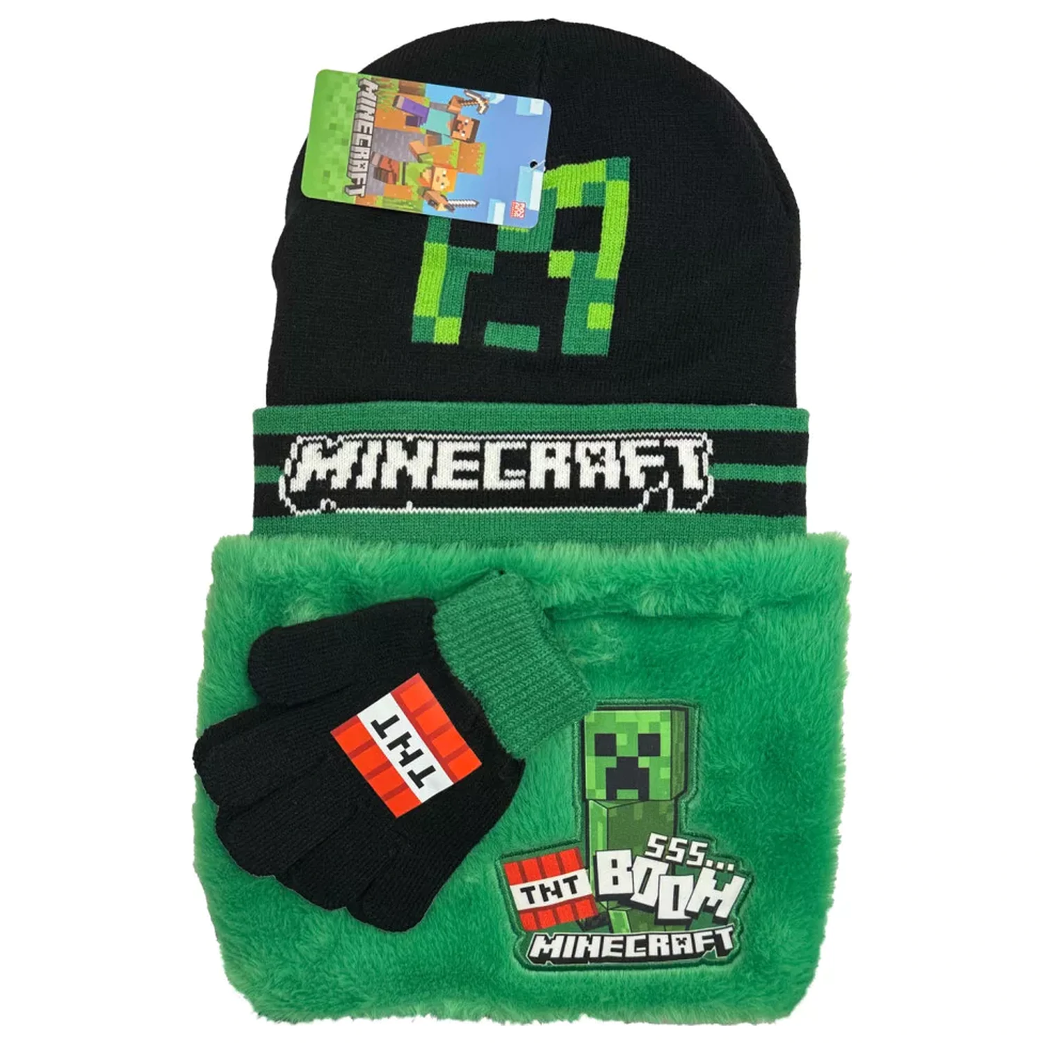Minecraft Boom Deluxe dětská čepice, šála a rukavice sada fotografii produktu
