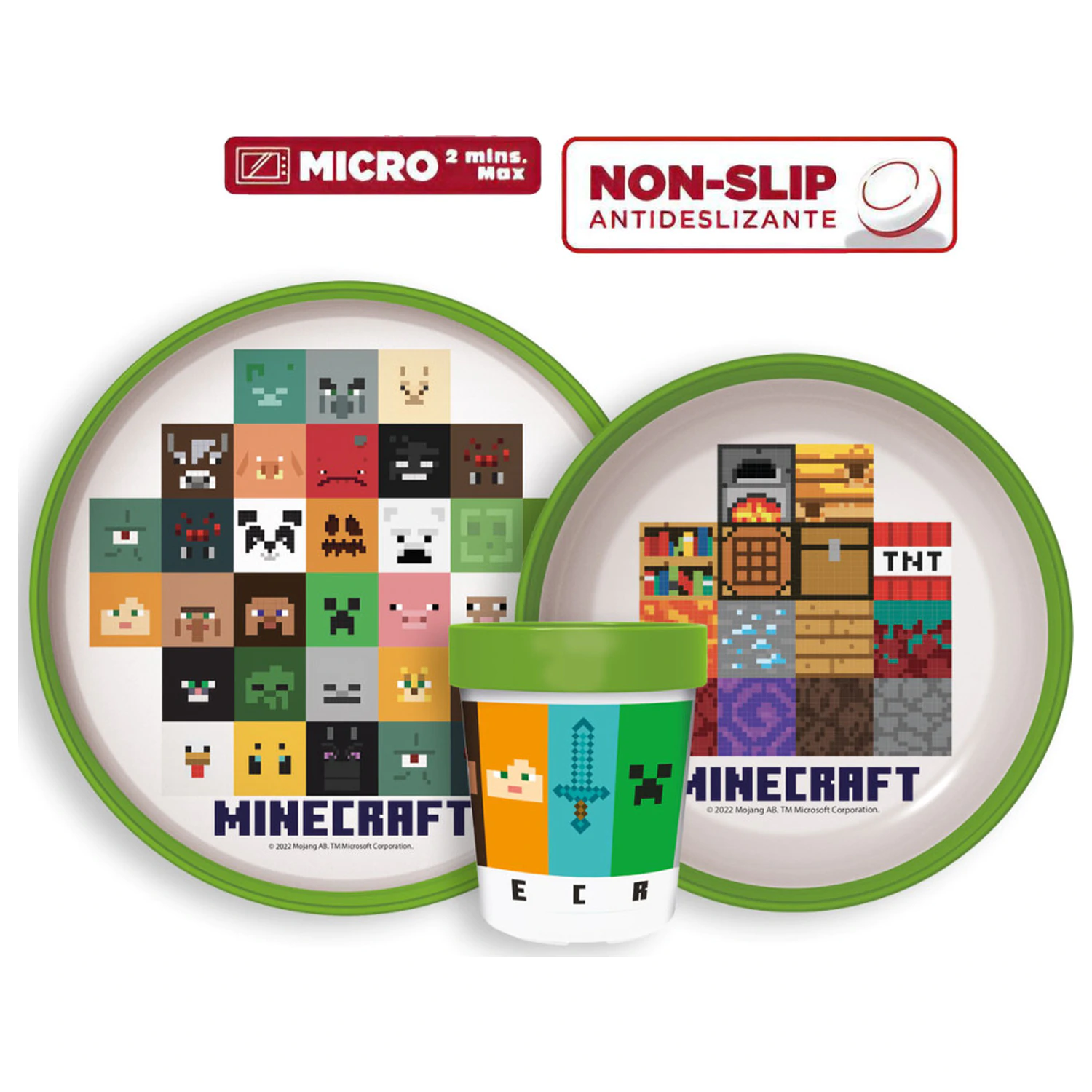 Minecraft Crafters protiskluzový jídelní set, Micro Plastic Set fotografii produktu