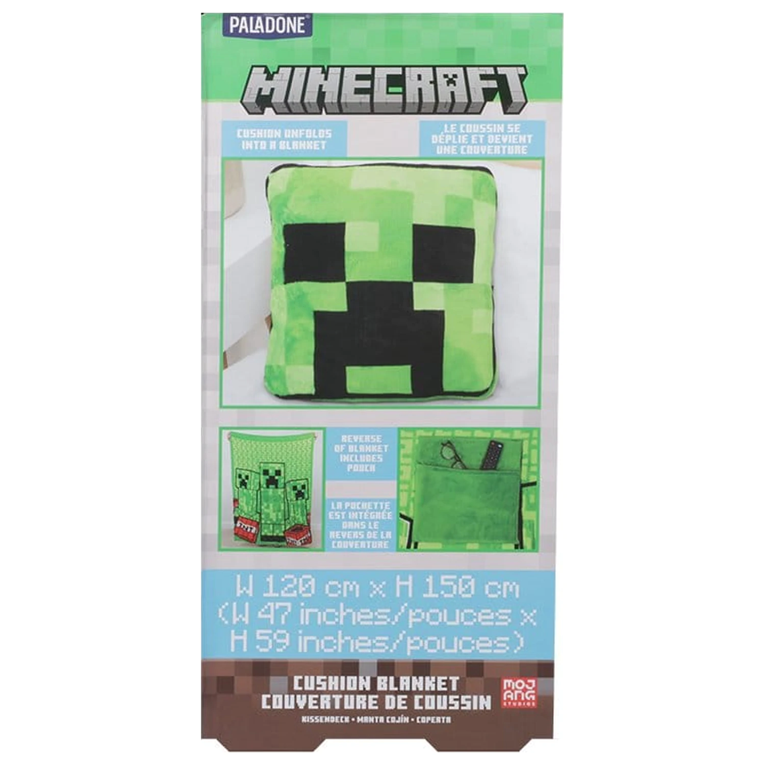 Minecraft Cushion Blanket Creeper 2 v 1 skládací polštář a deka 150 cm fotografii produktu