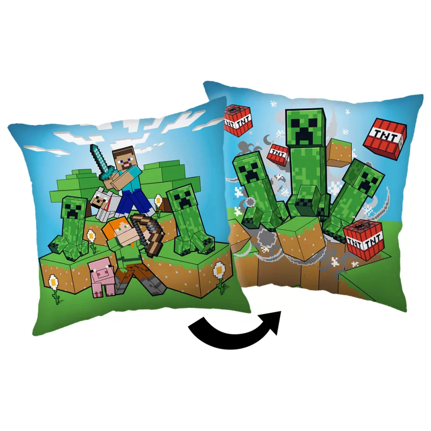 Dekorační polštářek Minecraft Creeper Rush, dekorační polštář 40x40 cm fotografii produktu