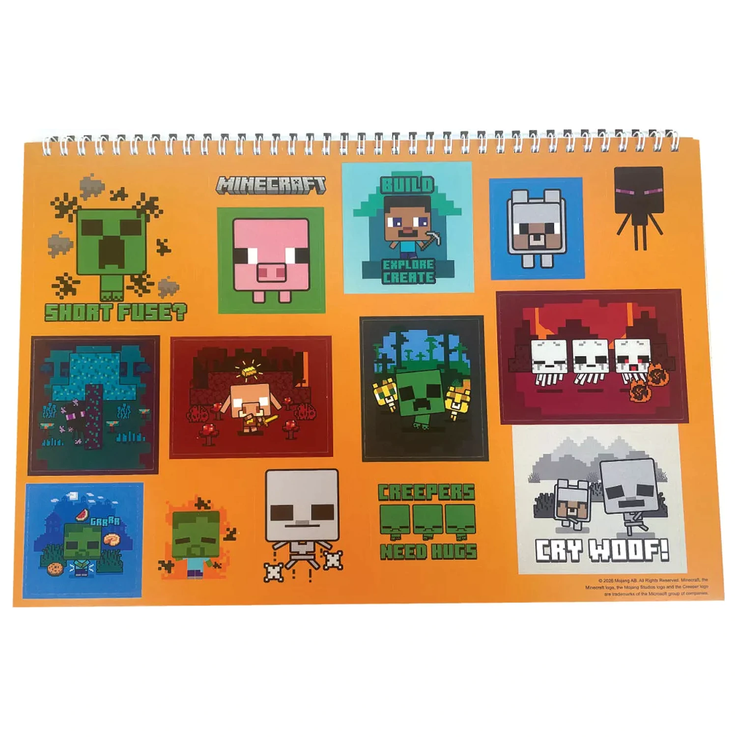 Minecraft Creepers Need Hugs A/4 Spirální skicák s 40 nálepkami fotografii produktu