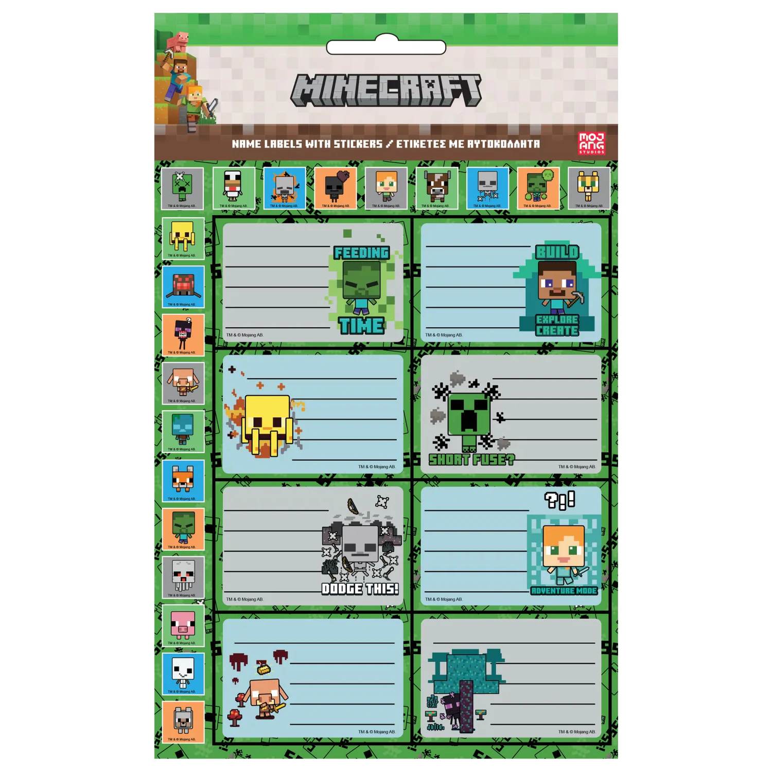 Minecraft Creepers Need Hugs Notebook s nálepkou a samolepkami, 16dílný fotografii produktu
