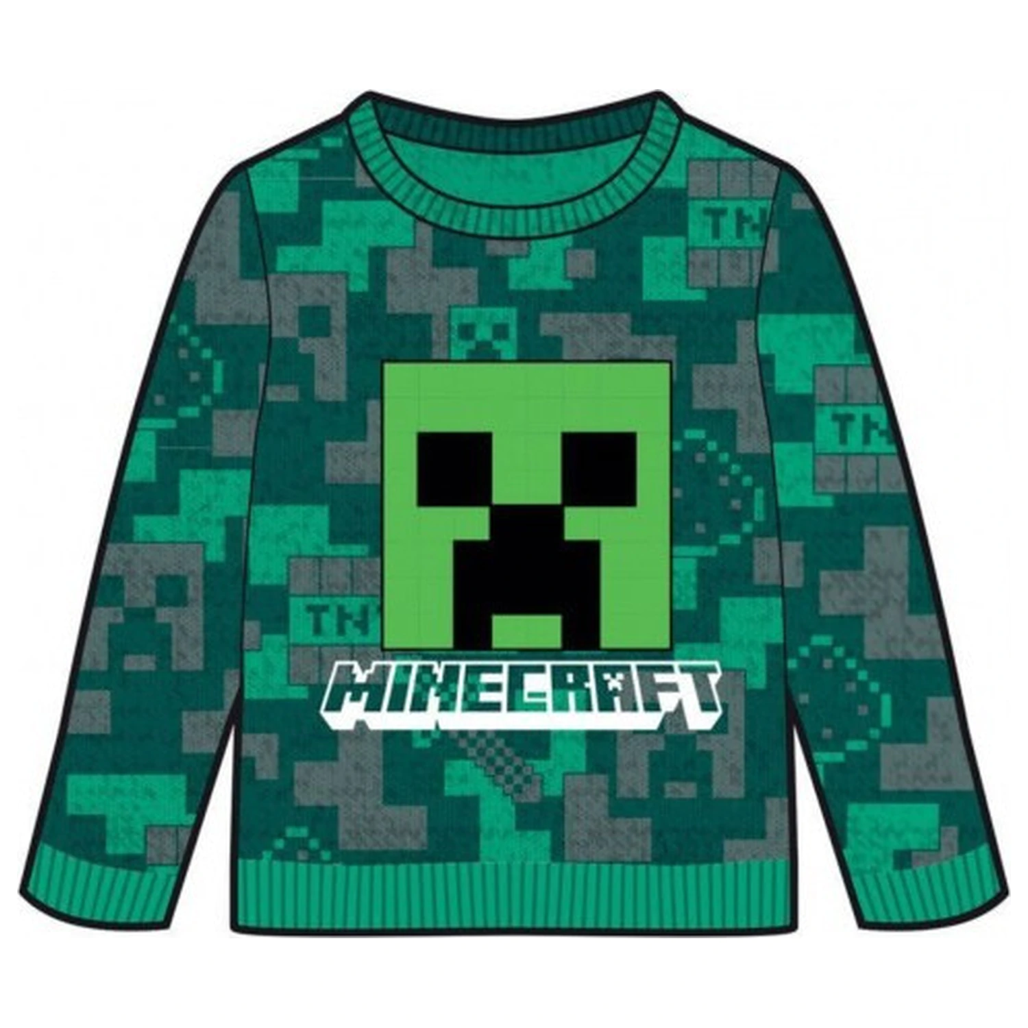 Minecraft Green dětský pletený svetr fotografii produktu