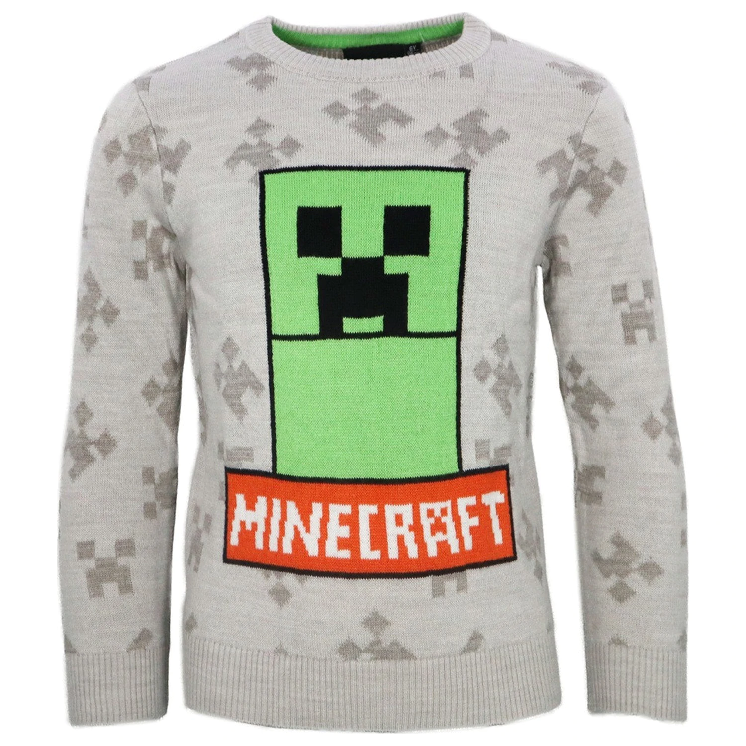 Minecraft šedý pletený svetr pro děti fotografii produktu