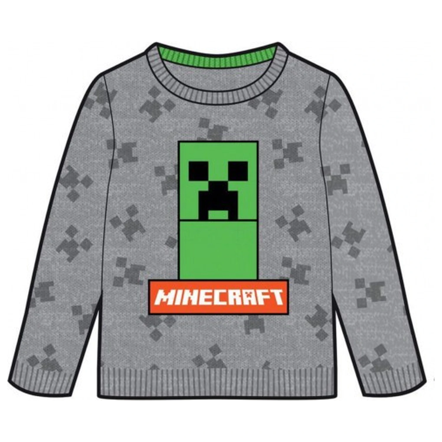 Minecraft šedý pletený svetr pro děti fotografii produktu