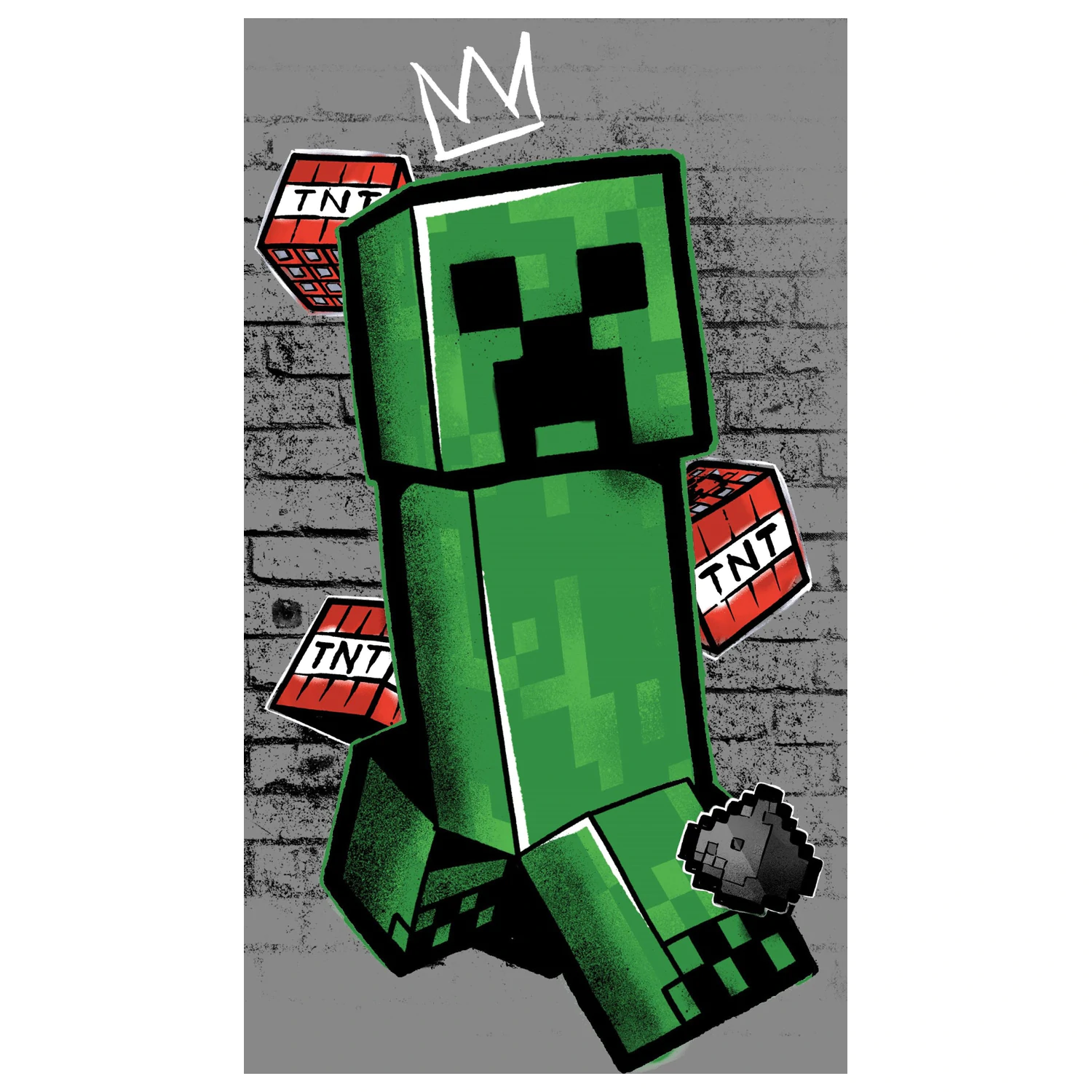 Minecraft Metro Art Creeper šedý ručník fotografii produktu