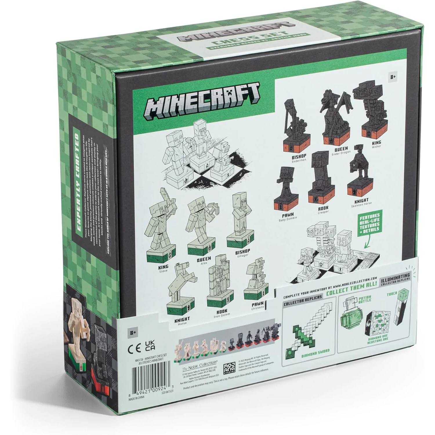 Šachová sada Minecraft Overworld Hrdinové vs. Nepřátelské moby fotografii produktu