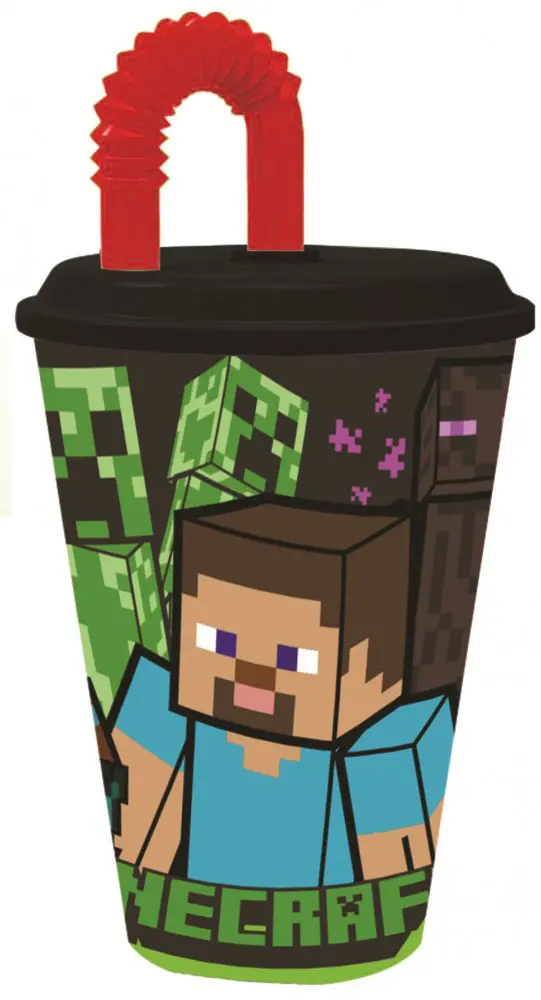 Minecraft kelímek s brčkem, plastový 430 ml fotografii produktu