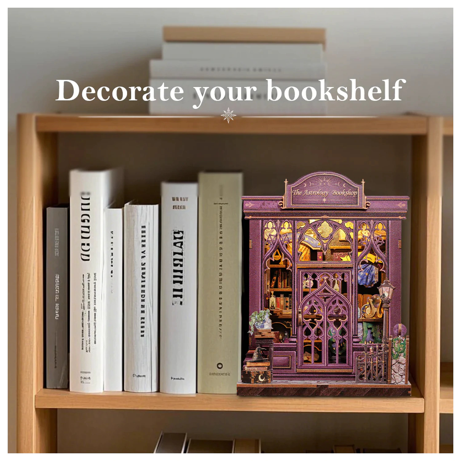 Miniature House DIY Astrology Bookshop 155 kusů + LED Light stavebnice fotografii produktu