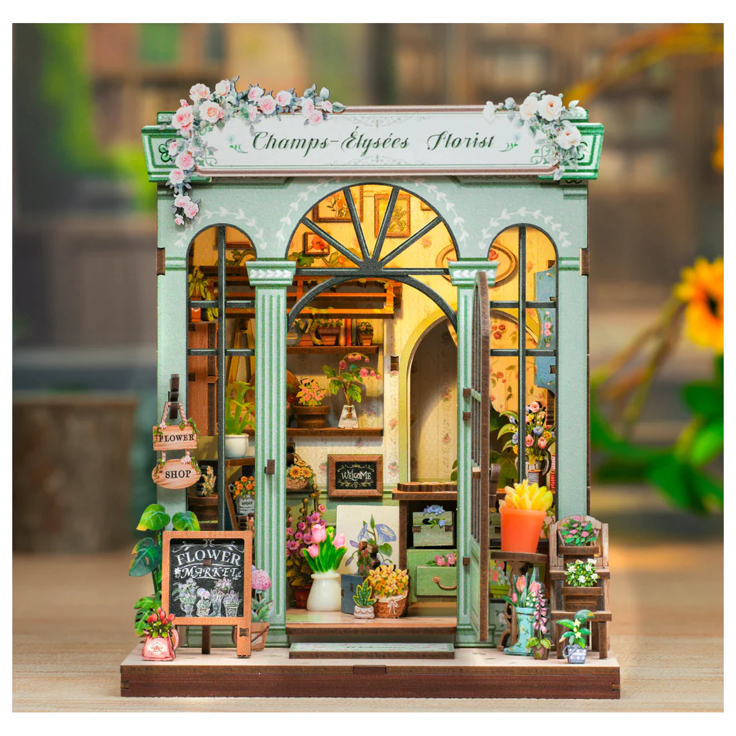 Miniaturní domeček DIY Champs-Élysées Florist 199 dílků + LED Světlo stavebnice fotografii produktu