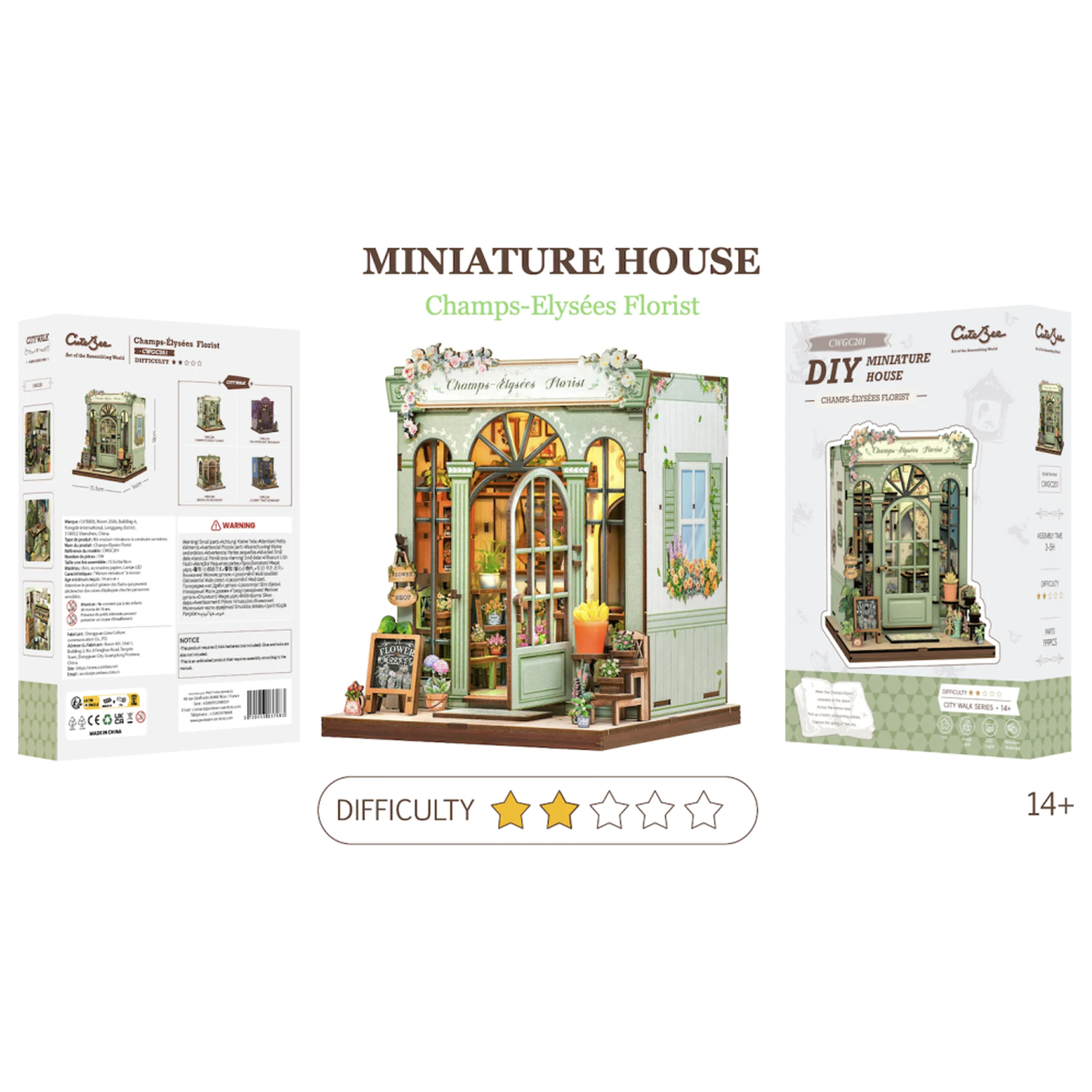 Miniaturní domeček DIY Champs-Élysées Florist 199 dílků + LED Světlo stavebnice fotografii produktu