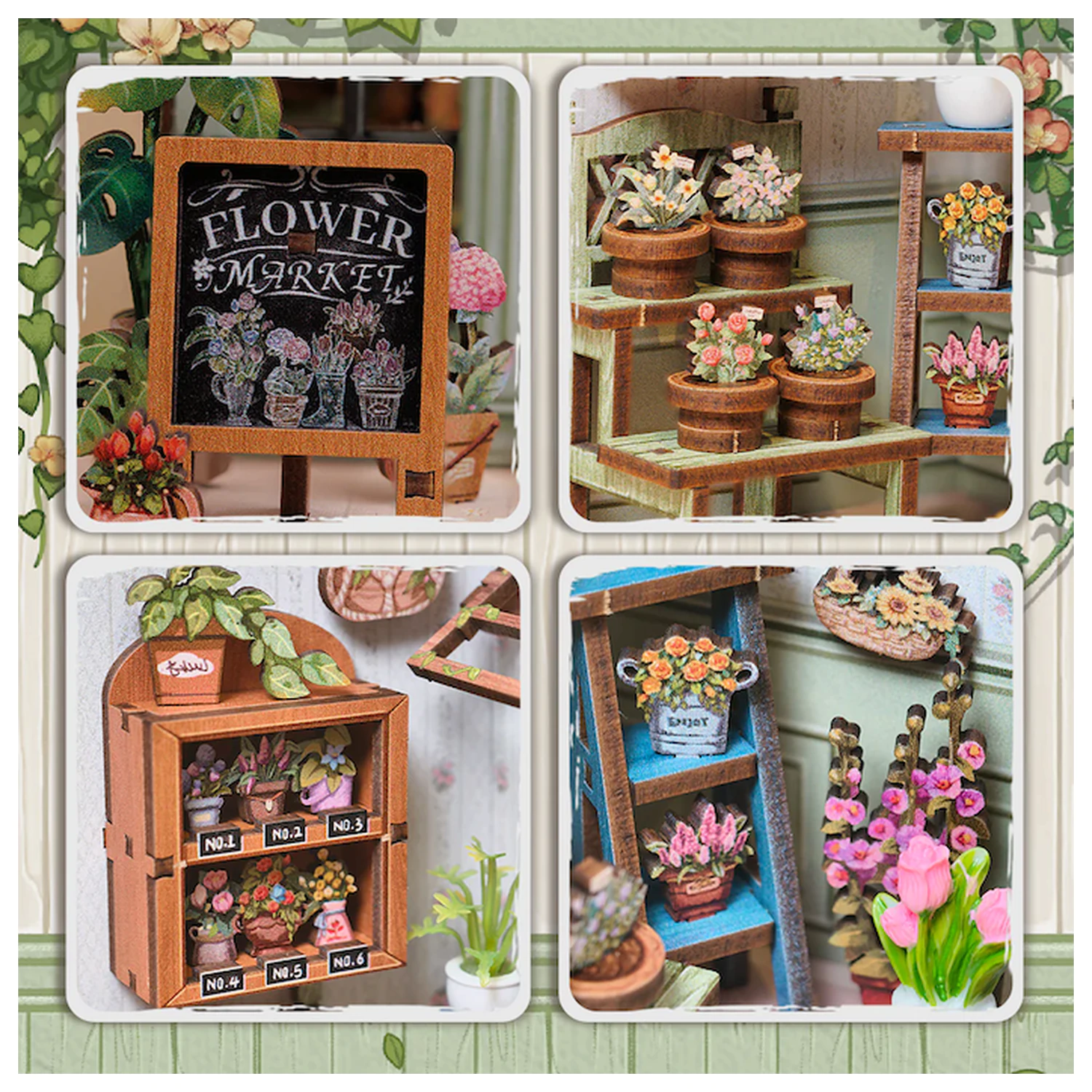 Miniaturní domeček DIY Champs-Élysées Florist 199 dílků + LED Světlo stavebnice fotografii produktu