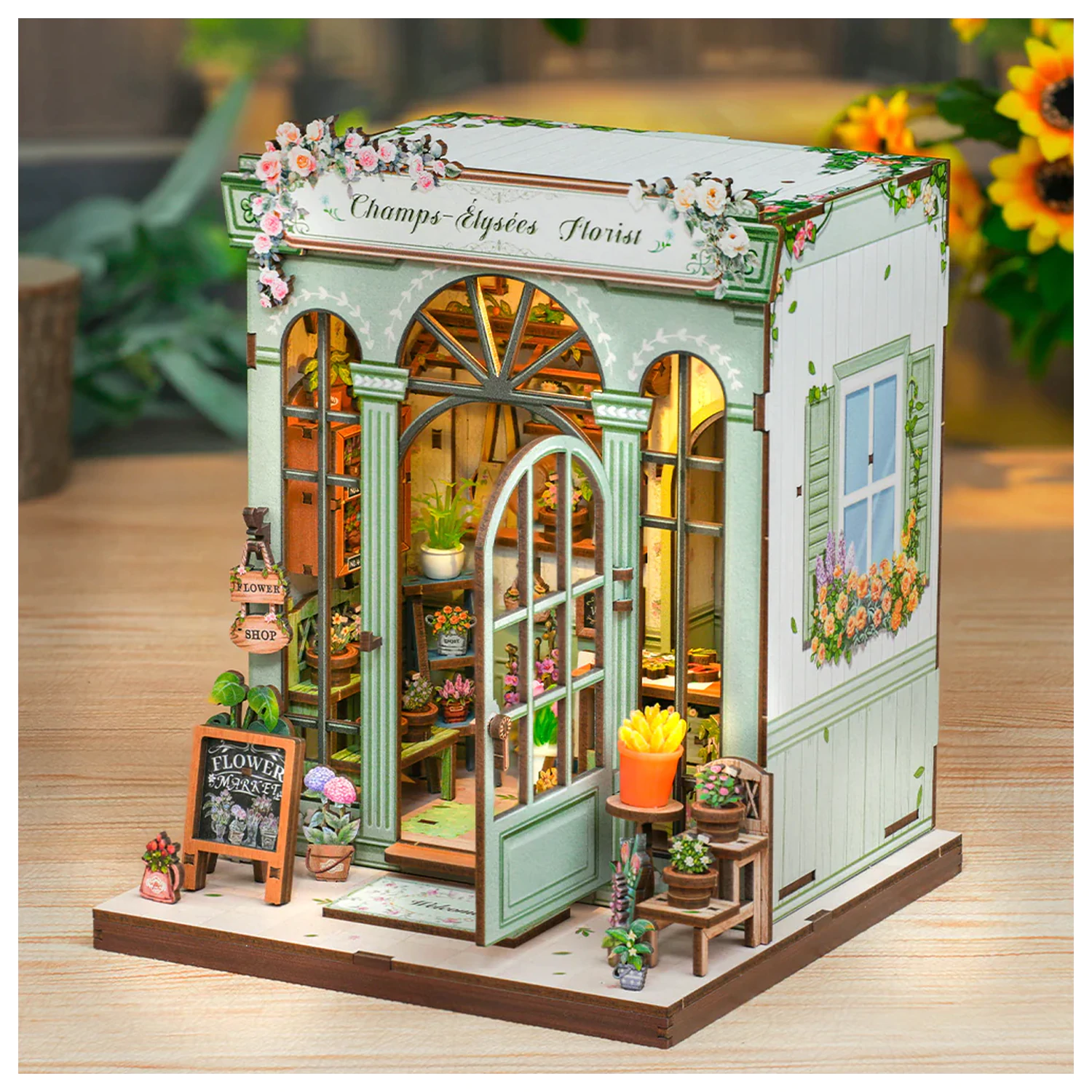 Miniaturní domeček DIY Champs-Élysées Florist 199 dílků + LED Světlo stavebnice fotografii produktu