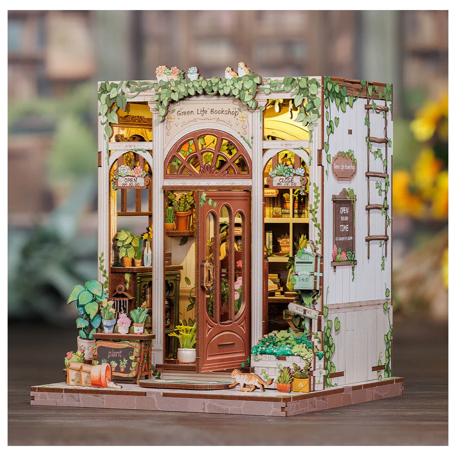 MINIATURE HOUSE DIY Green Life Bookshop 196 dílů + LED Světlo stavebnice fotografii produktu