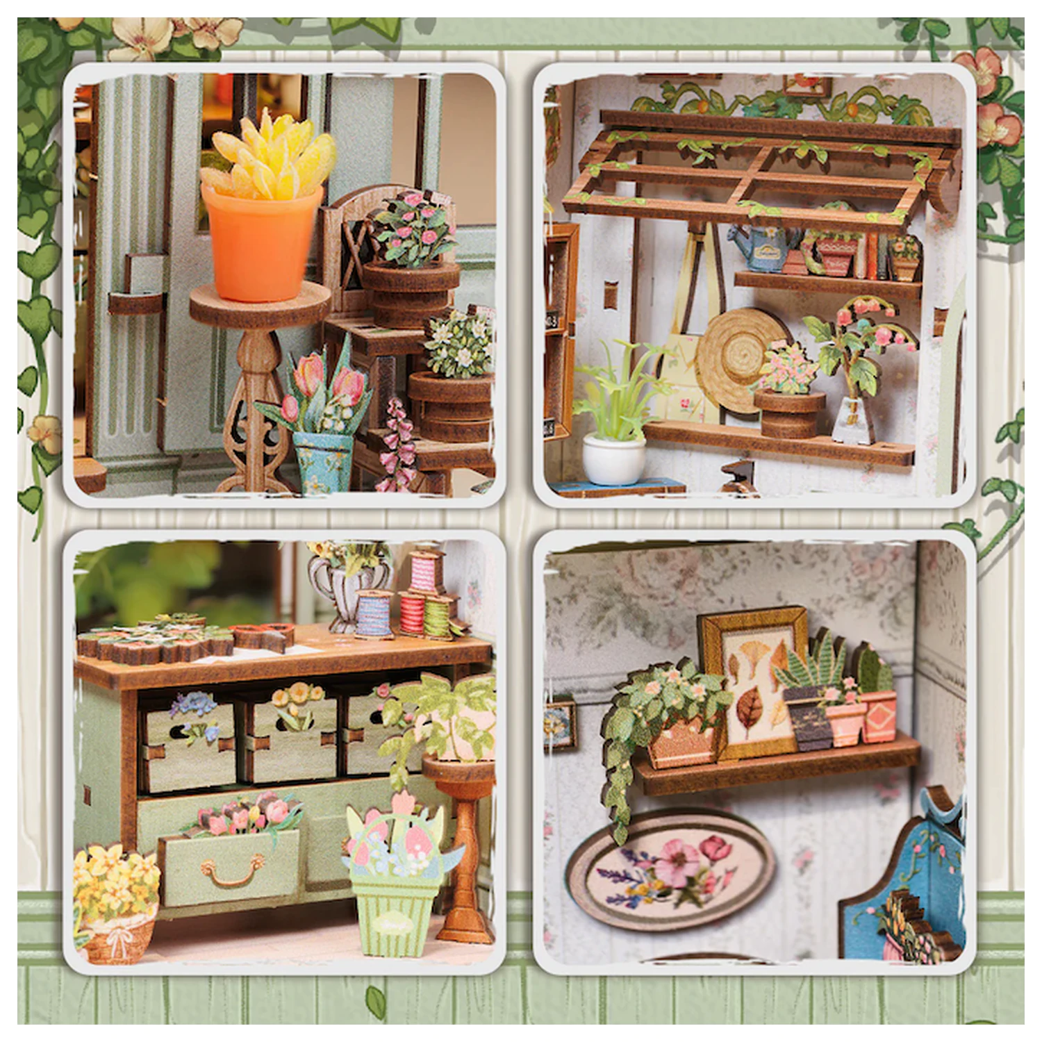 MINIATURE HOUSE DIY Green Life Bookshop 196 dílů + LED Světlo stavebnice fotografii produktu