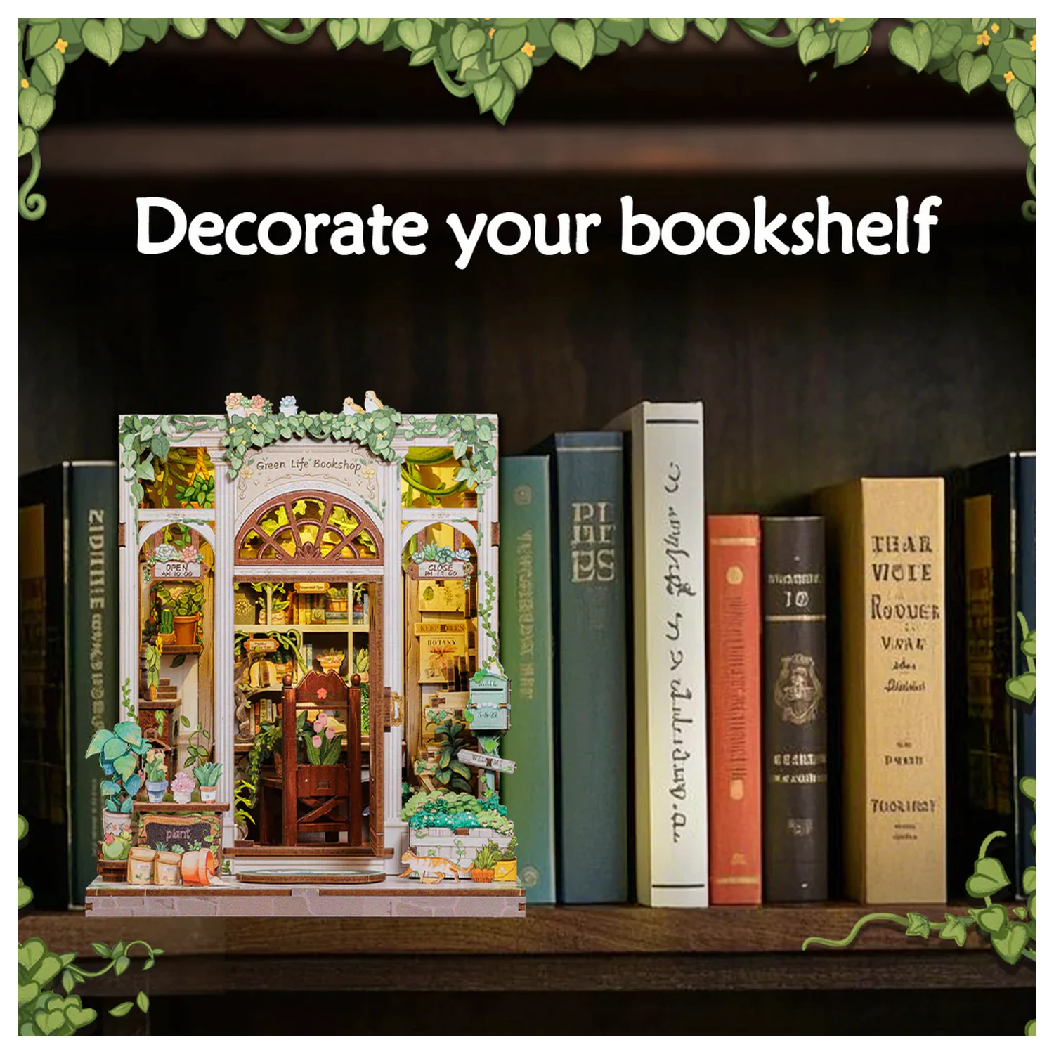 MINIATURE HOUSE DIY Green Life Bookshop 196 dílů + LED Světlo stavebnice fotografii produktu