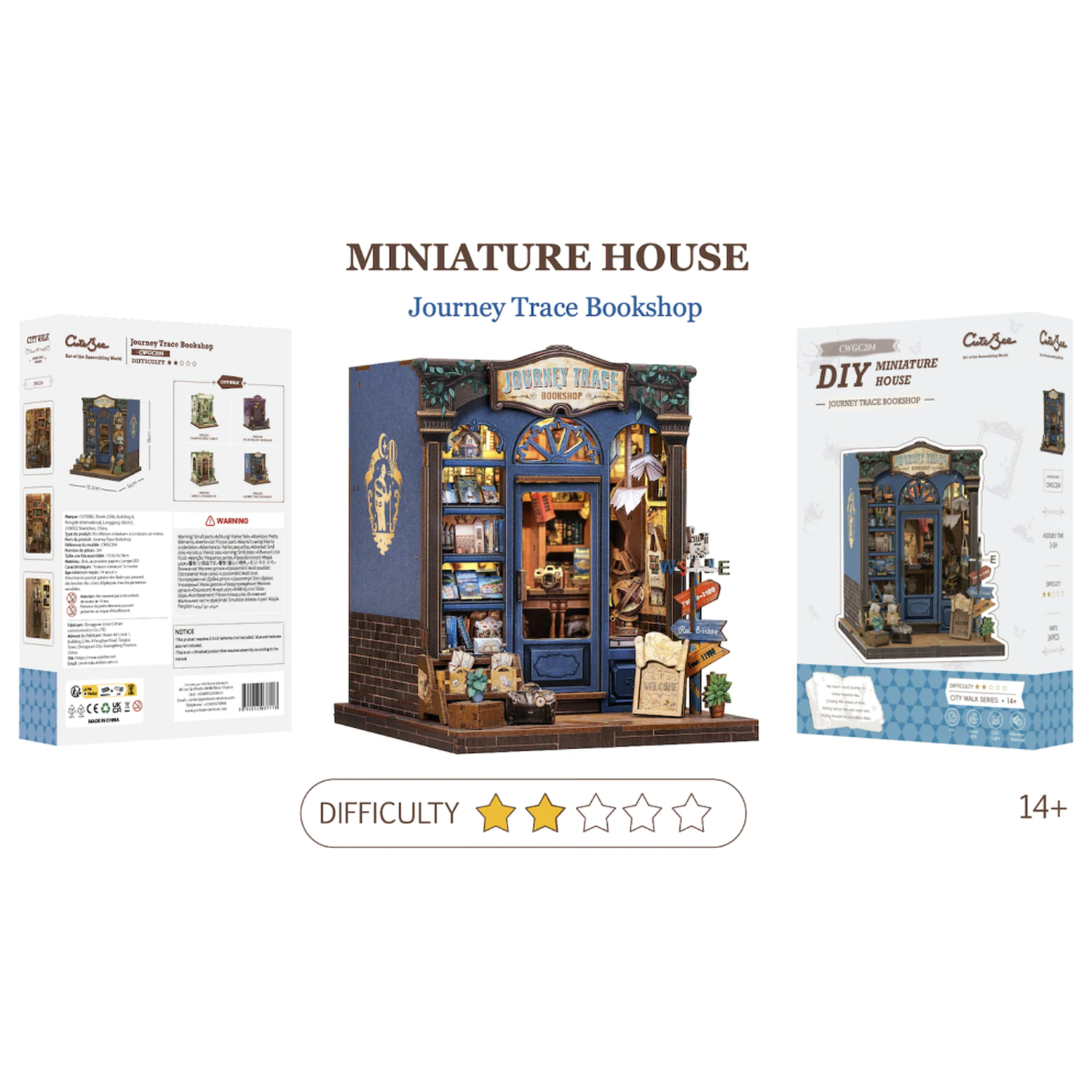 MINIATURE HOUSE DIY Journey Trace Bookshop 241 kusů + LED Light konstrukční sada fotografii produktu