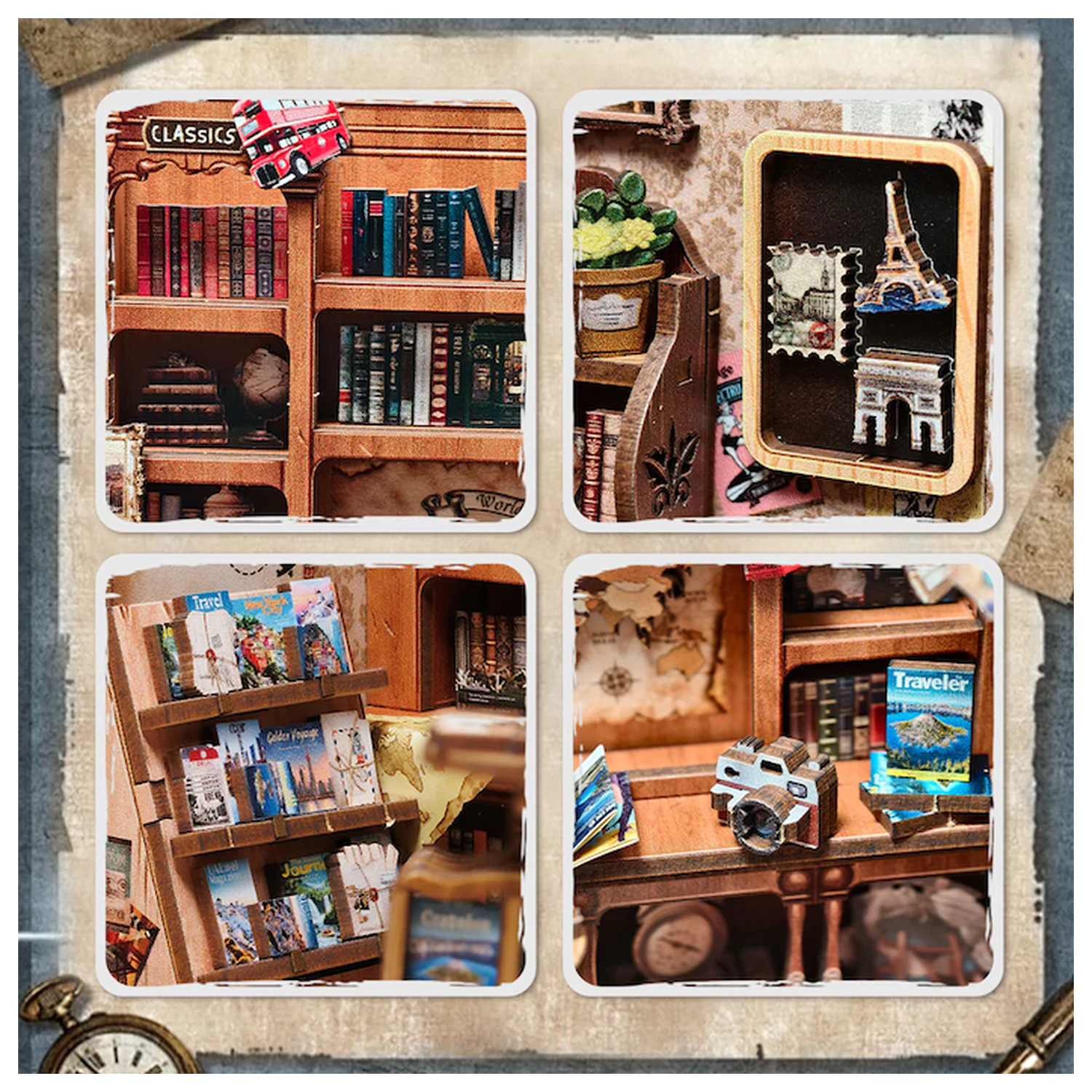 MINIATURE HOUSE DIY Journey Trace Bookshop 241 kusů + LED Light konstrukční sada fotografii produktu