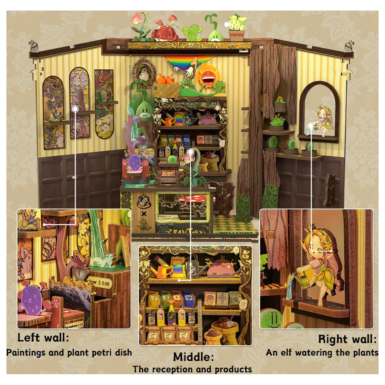 MINIATURE HOUSE DIY Fantasy Plant Shop 146 dílů + LED světelná stavebnice fotografii produktu