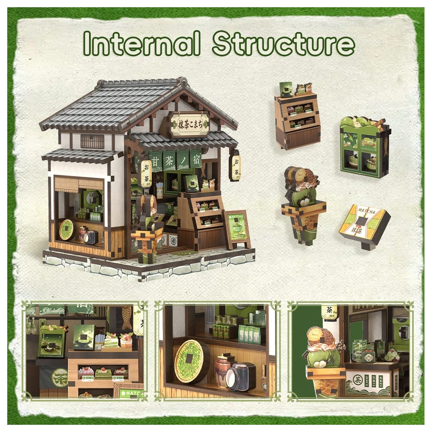 Sada modelu miniaturního domu Kyoto Matcha Cottage 11 x 9 cm fotografii produktu