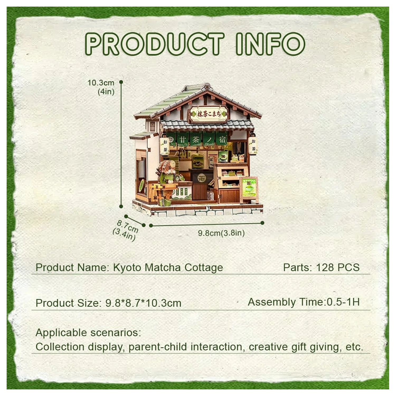 Sada modelu miniaturního domu Kyoto Matcha Cottage 11 x 9 cm fotografii produktu