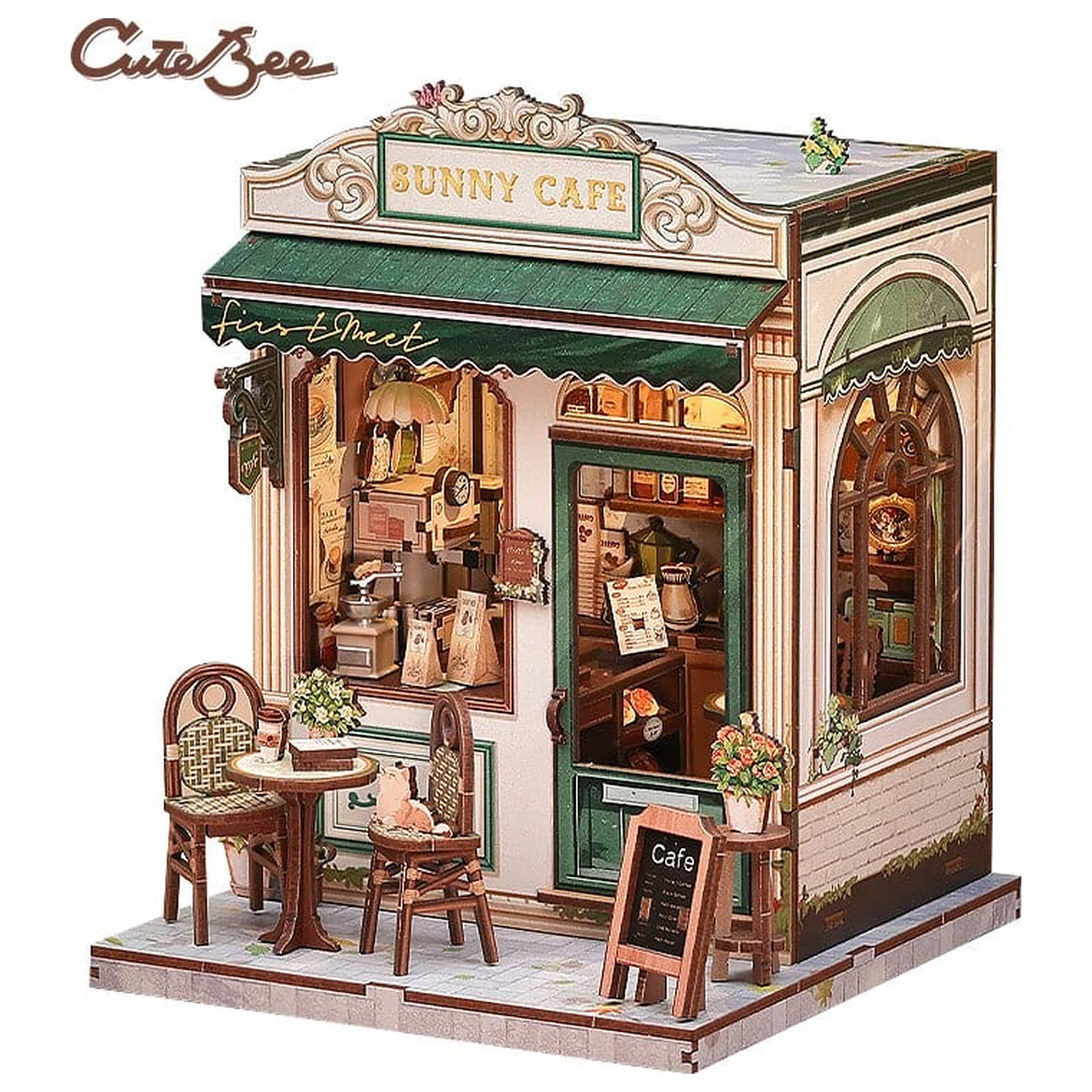 Sada modelu miniaturního domu Sunny Cafe 20 x 16 cm fotografii produktu