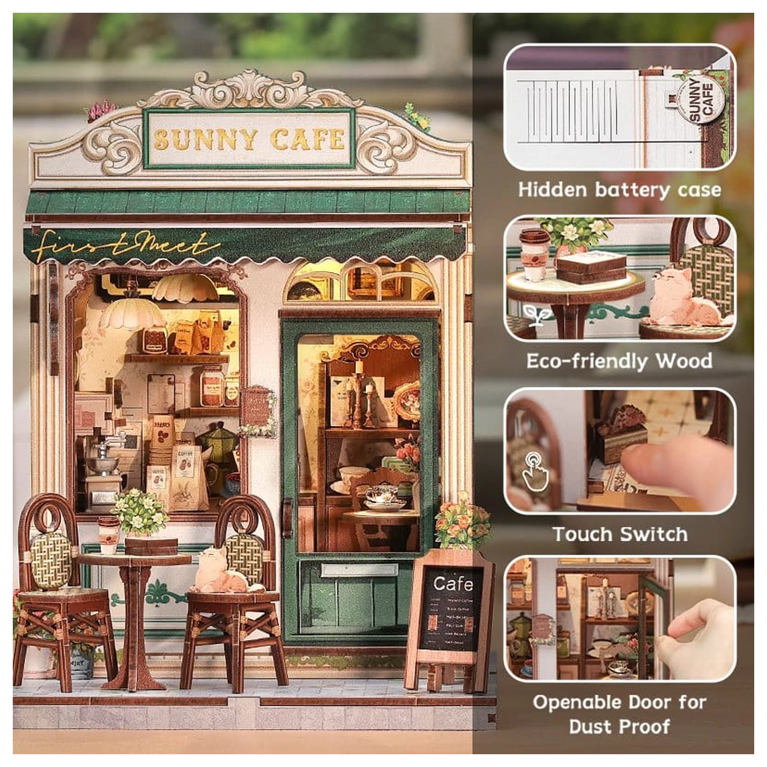 Sada modelu miniaturního domu Sunny Cafe 20 x 16 cm fotografii produktu