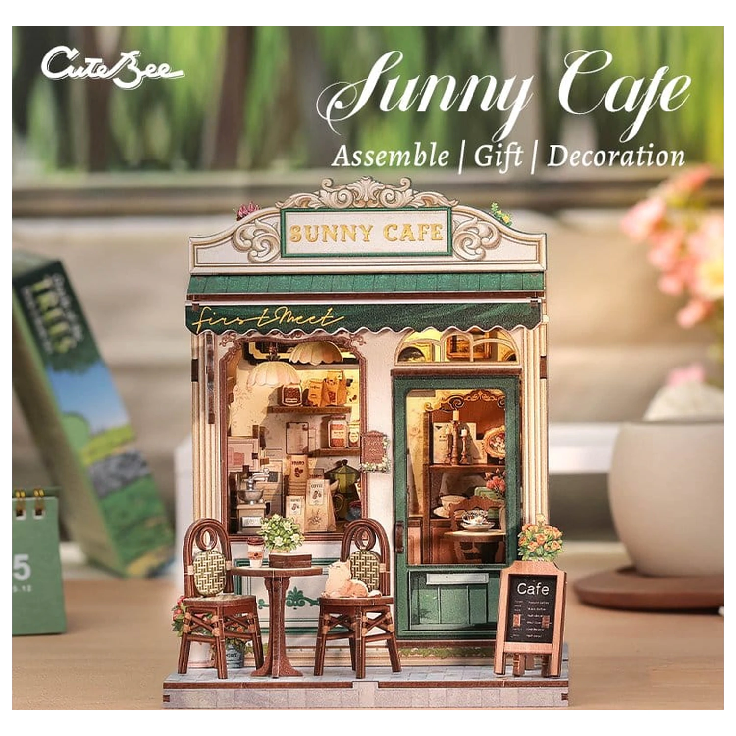 Sada modelu miniaturního domu Sunny Cafe 20 x 16 cm fotografii produktu