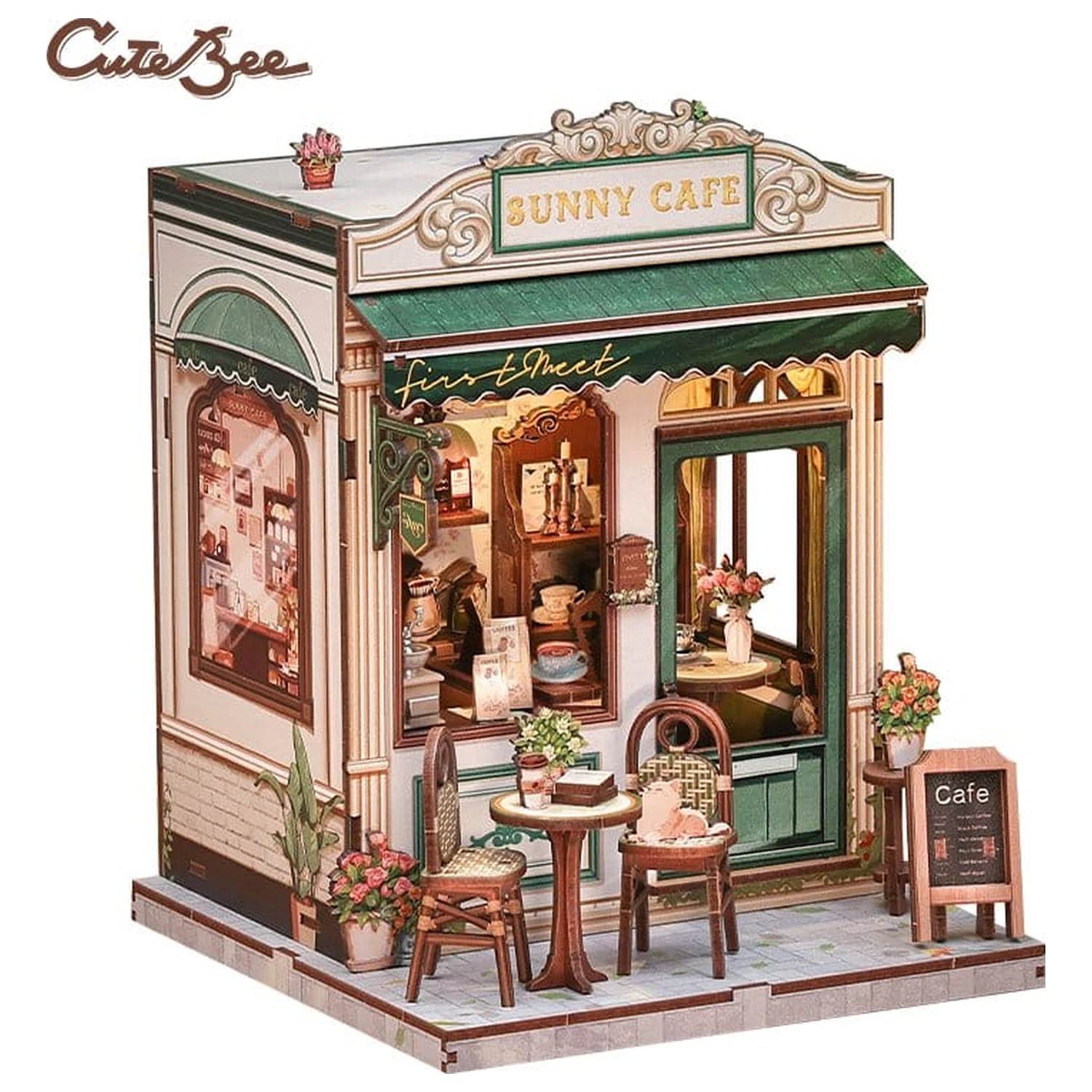 Sada modelu miniaturního domu Sunny Cafe 20 x 16 cm fotografii produktu