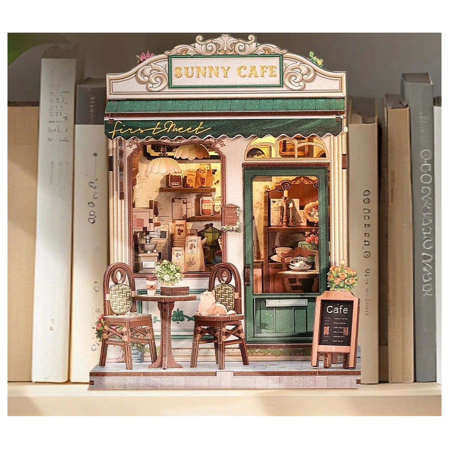 Sada modelu miniaturního domu Sunny Cafe 20 x 16 cm fotografii produktu