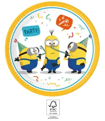 Minions 2 The Rise of Gru, Minions papírové talíře 8 ks 23 cm FSC fotografii produktu