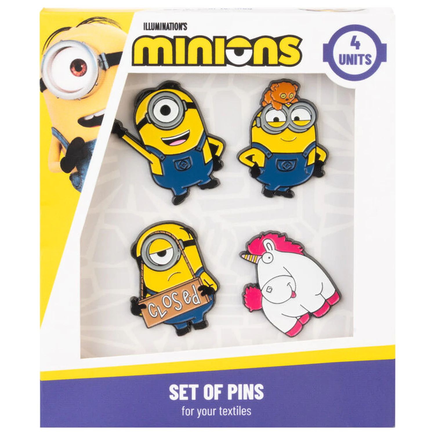 Minions sada 4 odznaků fotografii produktu