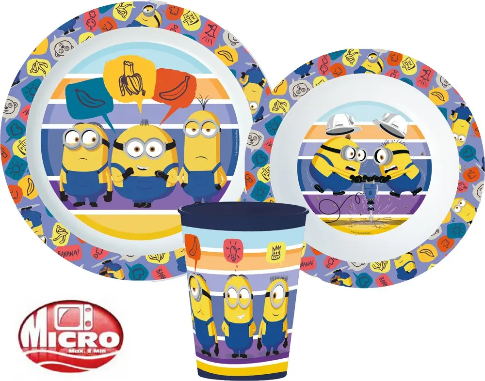 Minions jídelní sada, mikro plastová sada fotografii produktu