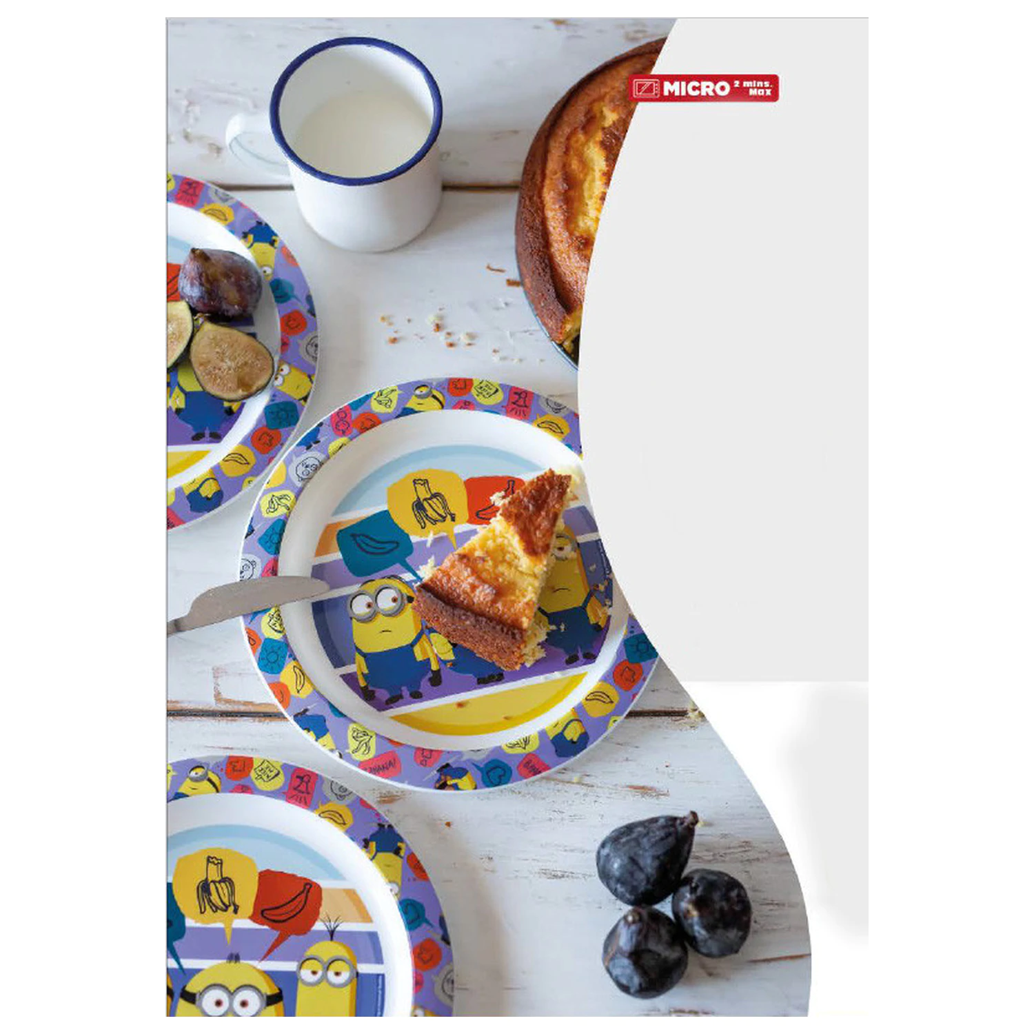 Minions pruhované jídelní nádobí, mikro plastová sada s hrnkem fotografii produktu