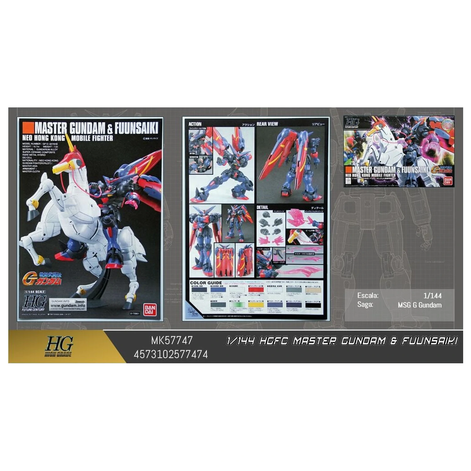 Mobile Fighter G Gundam GF13-001NHII Master Gundam Fuunsaiki Model Kit HGFC 1/144 fotografii produktu