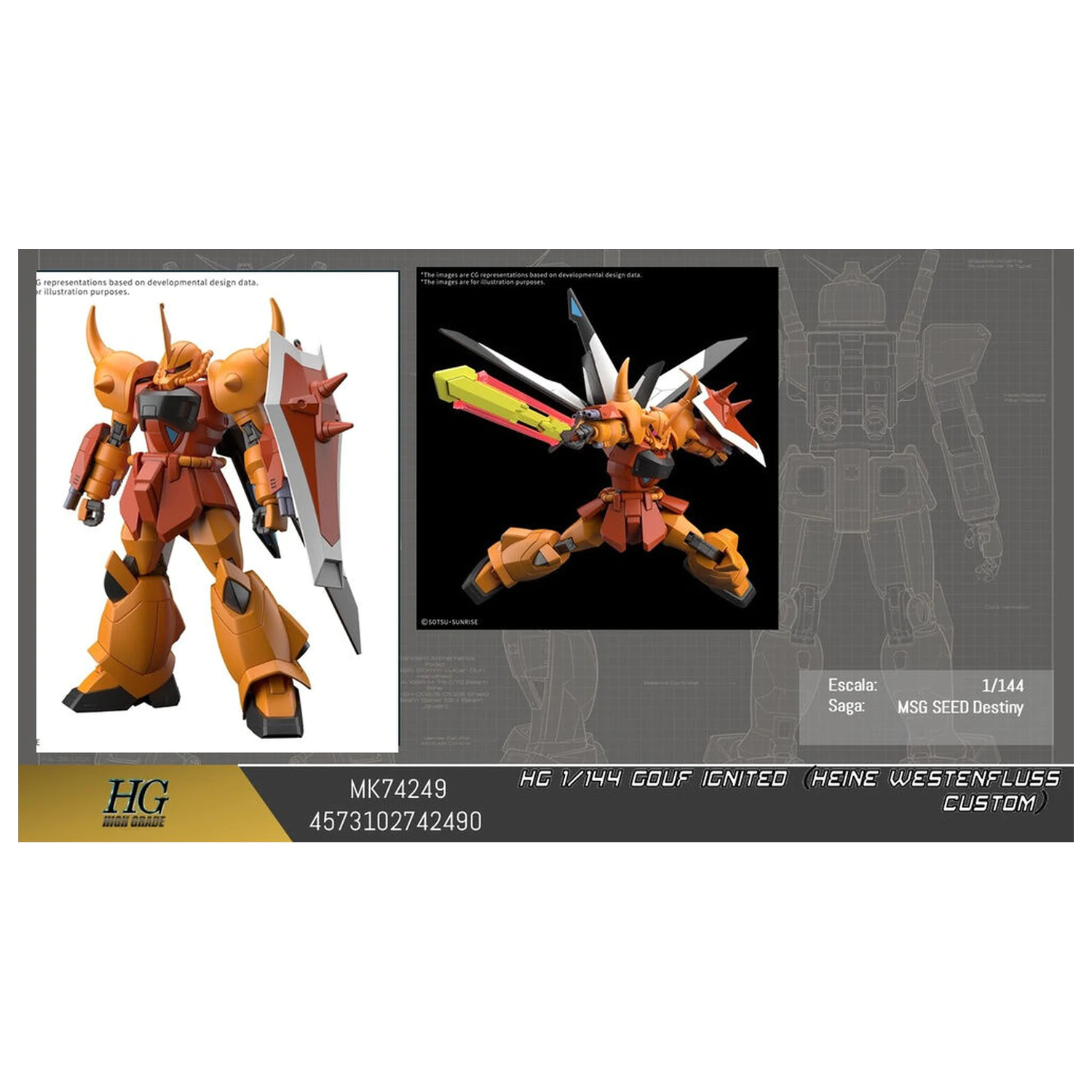 Mobile Suit Gundam HG 1/144 Gouf Ignited Heine Westenfluss zakázková modelová stavebnice fotografii produktu