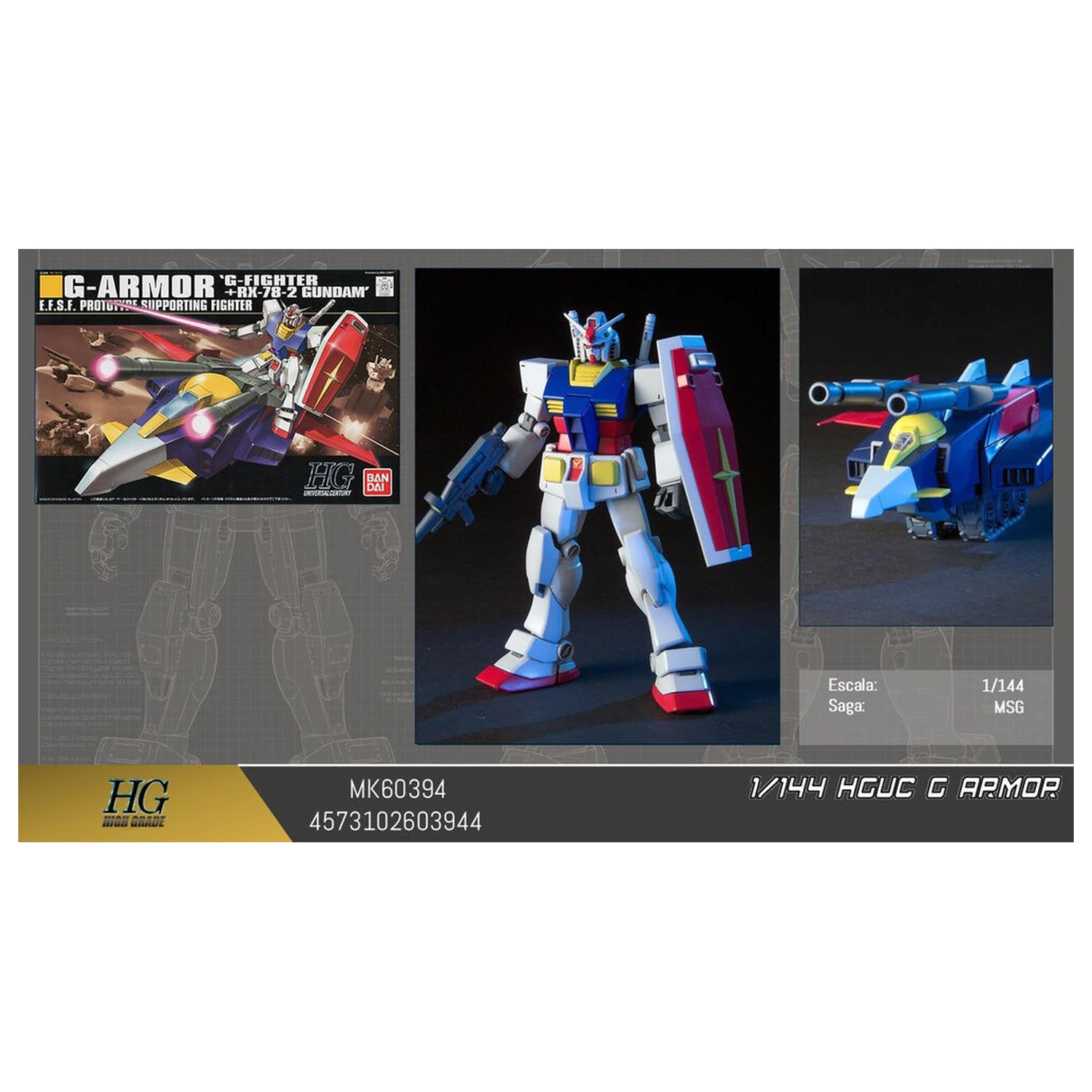 Mobile Suit Gundam HGUC 1/144 G-Armor G-Fighter PX-78-2 model kit figurka fotografii produktu