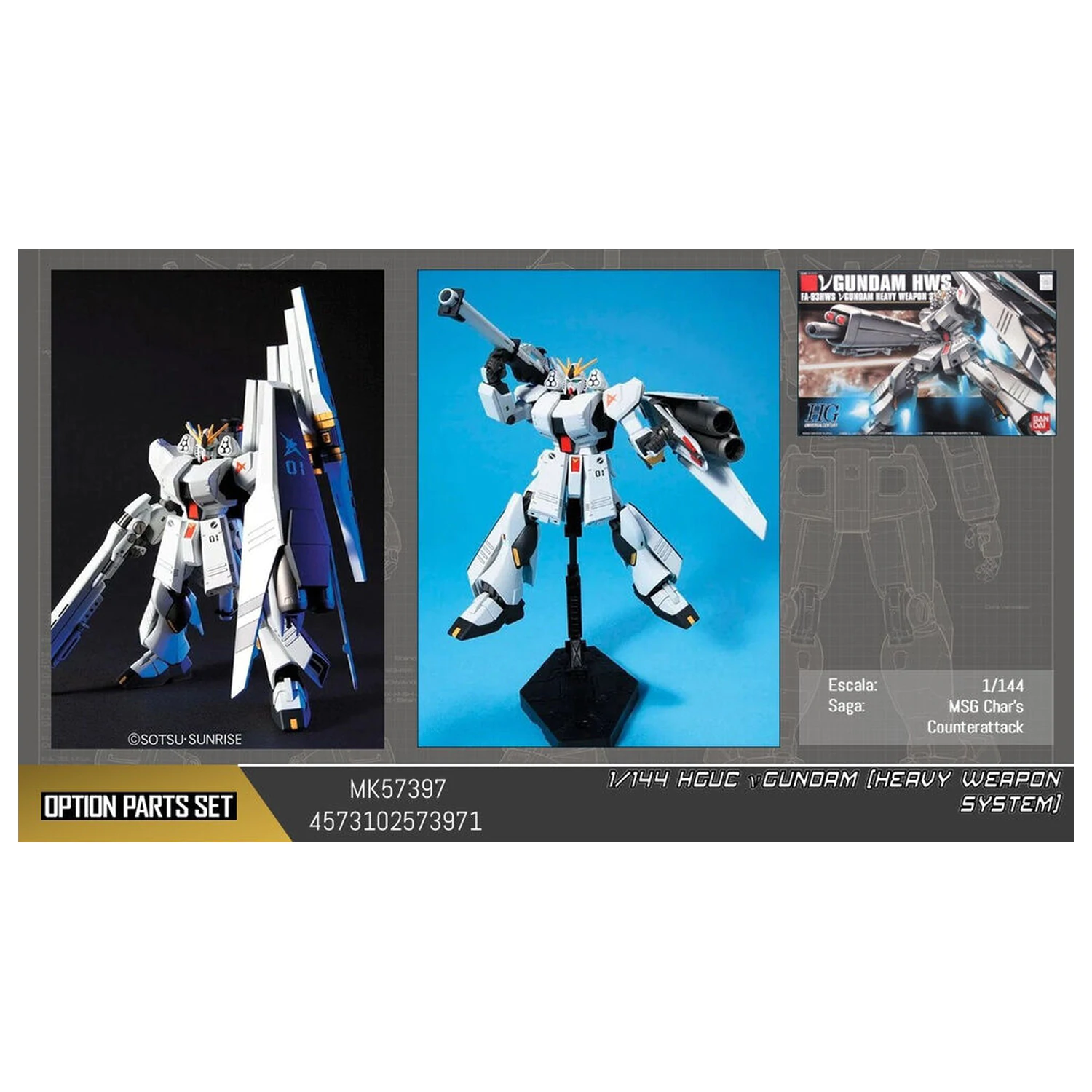 Mobile Suit Gundam HWS HGUC 1/144 v Gundam Heavy Weapon System modelová stavebnice figurka fotografii produktu